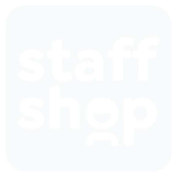 Staff Shop logo in white